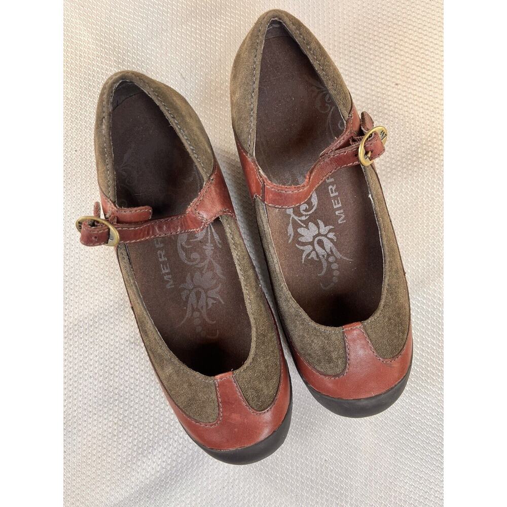 Merrell Womens Plaza Mary Jane 7.5 M Saddle Brown‎ Brick Suede Leather J46102 - Picture 2 of 11